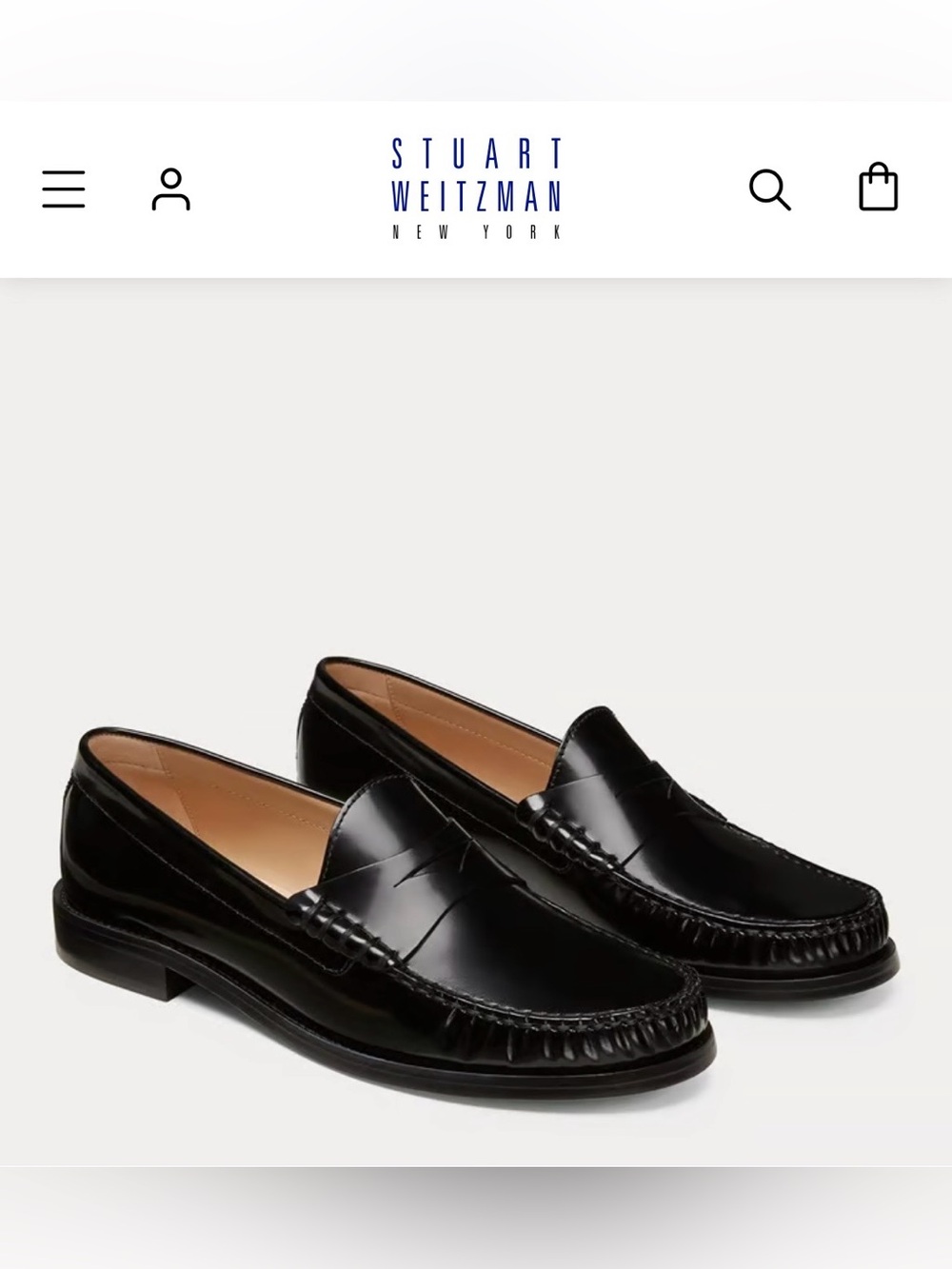Stuart Weitzman Lottie Loafers Black Leather – NEW – Size 9.5 / EU 40